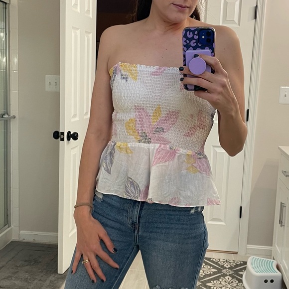 🔴ON THE ROCKS Vintage Floral Peplum Top - Picture 3 of 9